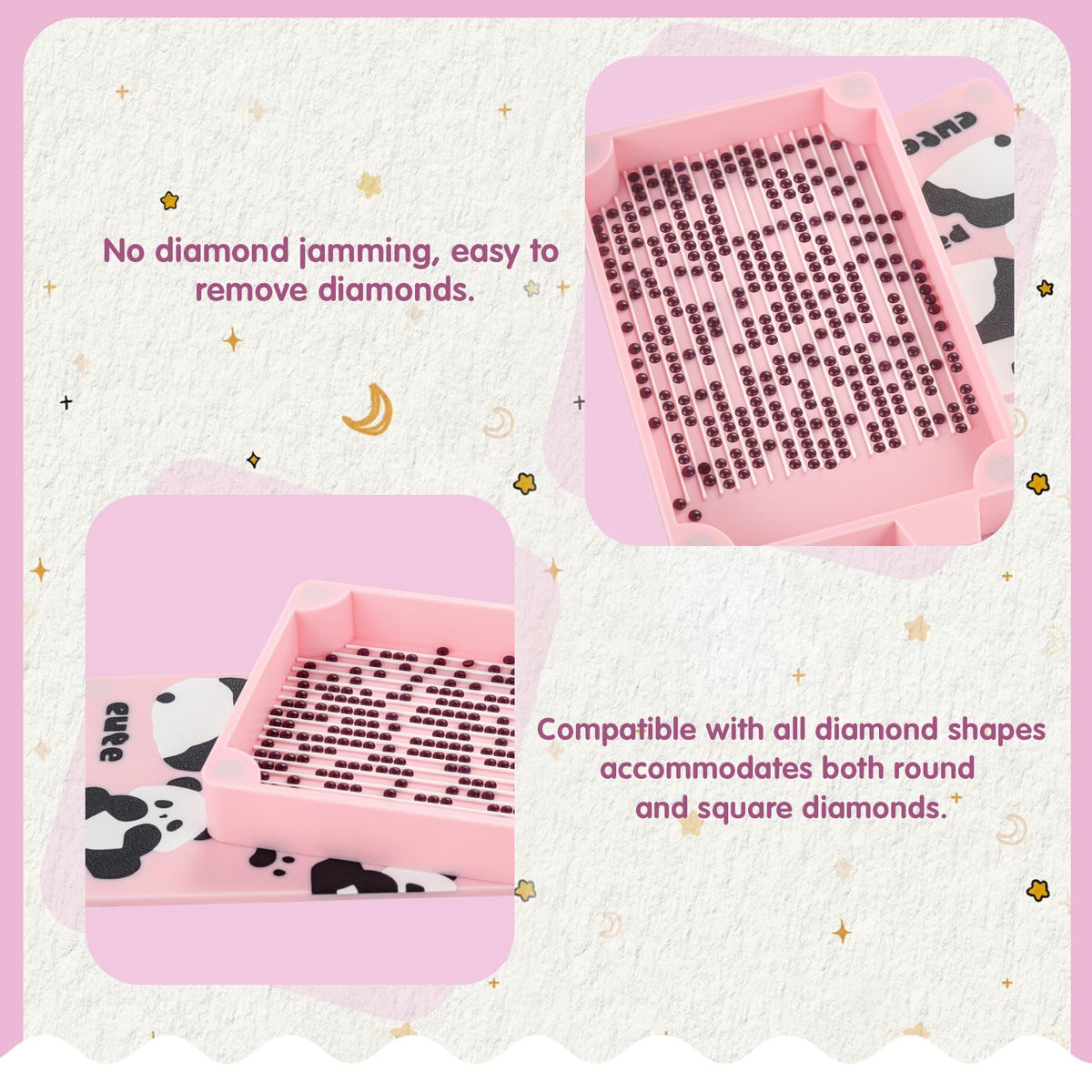 Diamond Painting Tray with Built-in Magnetic Cap and Lid for Easy Access and Storage. The Bead Tray Prevents Beads from Getting Stuck, Meeting the Daily Needs of Diamond Painting Enthusiasts. (Pink)