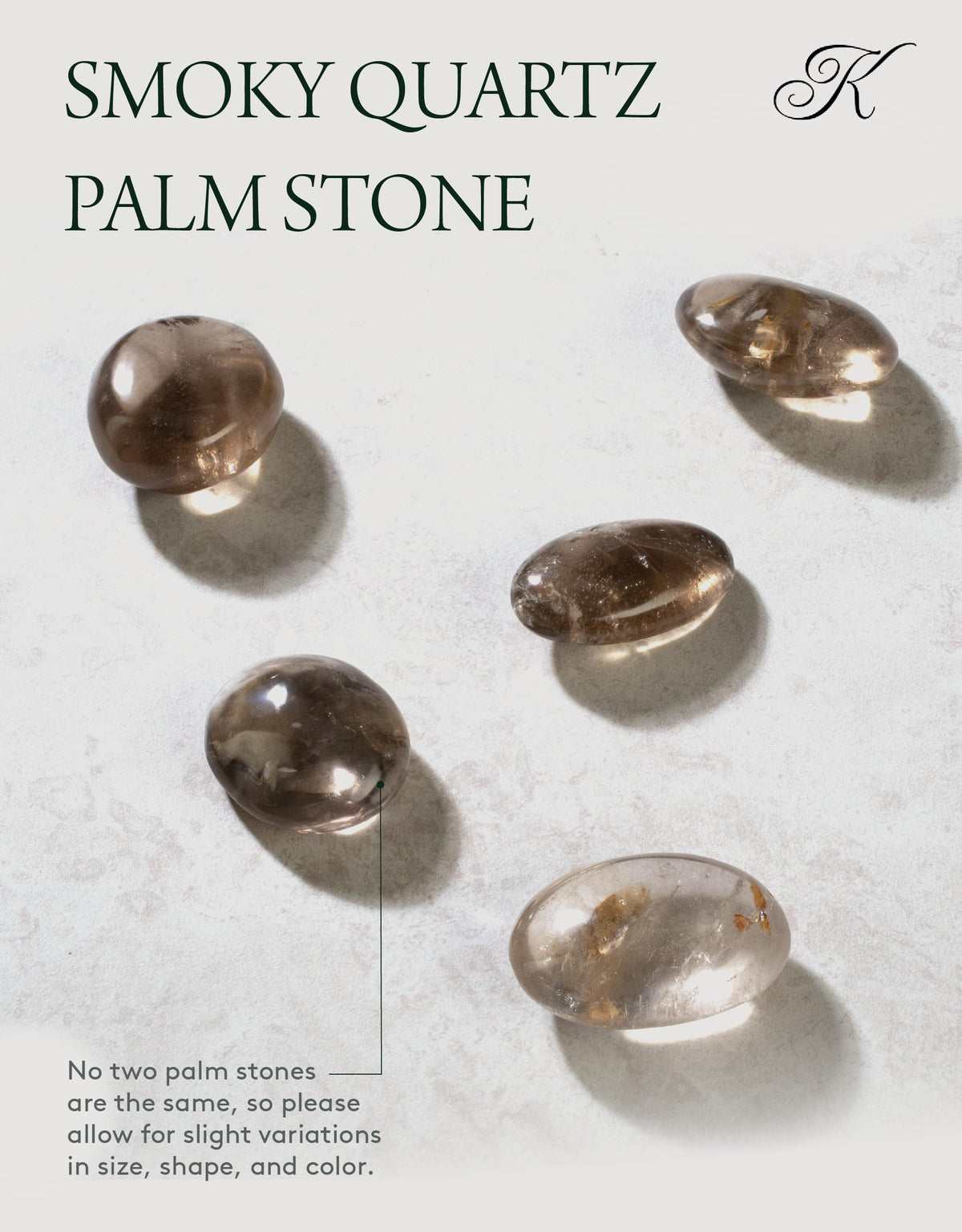 KALIFANO Palm Stone with Healing & Calming Effects - AAA+ Grade High Energy Worry Stone with Information Card - Reiki Crystal Used for Intuition (Family Owned and Operated) (Smoky Quartz)