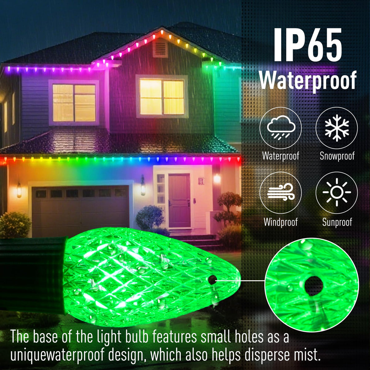 Aoyccor Smart C9 LED Christmas Lights Outdoor, 118 FT 150 LED