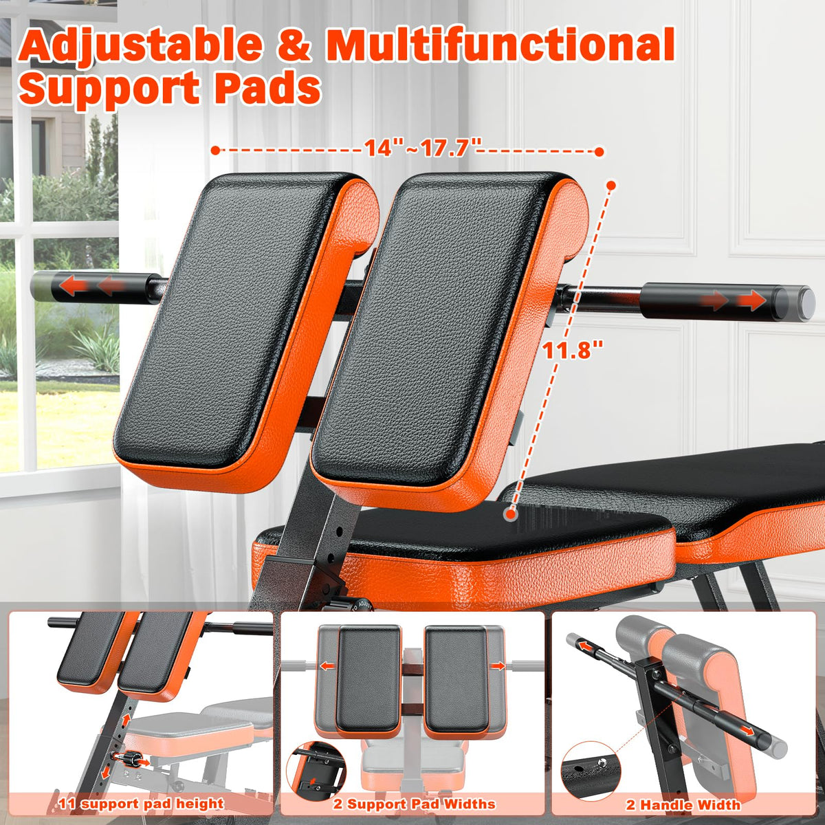 XDDIAS Roman Chair, Adjustable Weight Bench Back Extension Machine for Home Gym, 1000LBS All-in-One Sit Up Bench with Dumbbell Rack, Incline, Decline, and Flat Bench for Hyperextension, Core, Glute