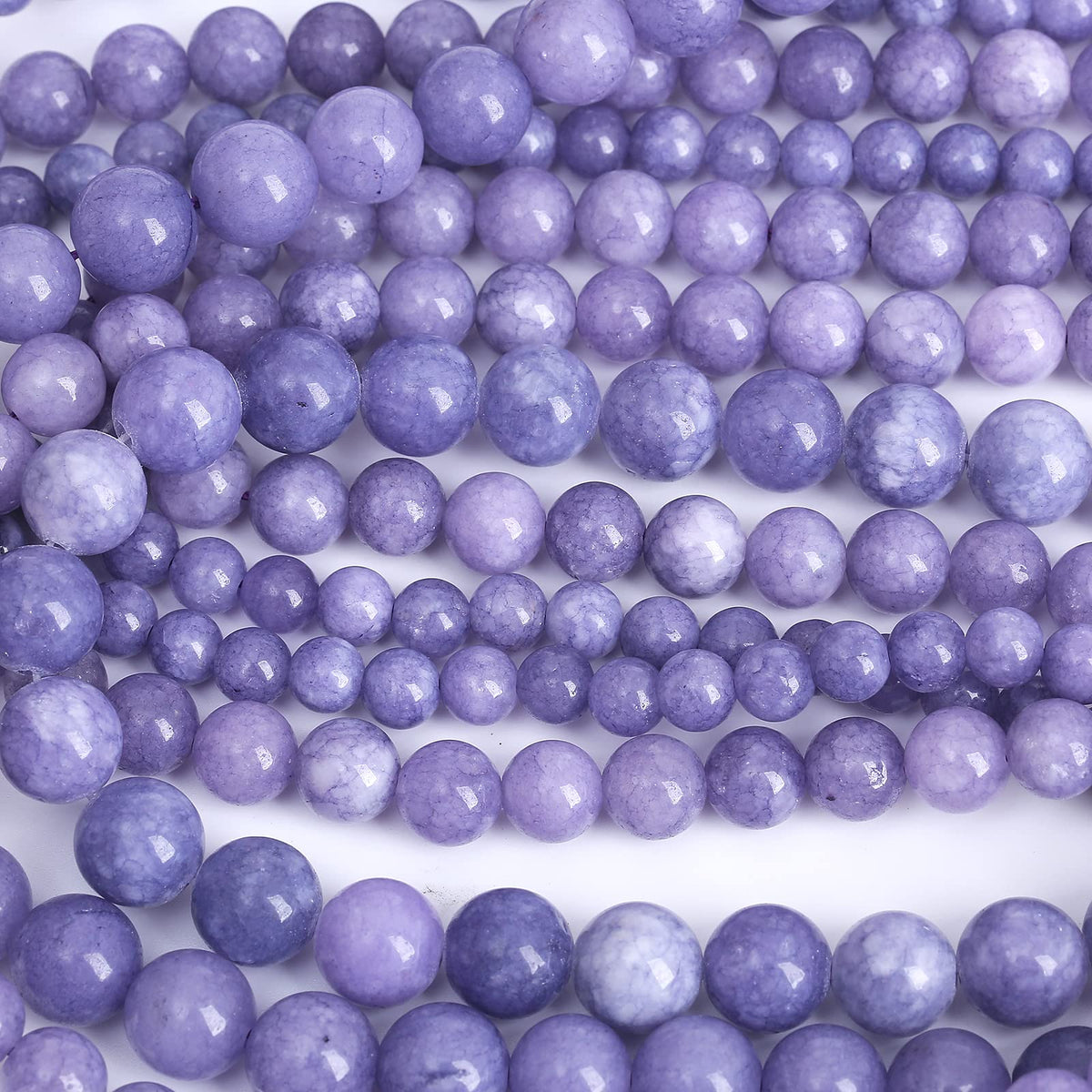 Lavender Purple Chalcedony Natural Stone Beads Gems Round Loose Beads Jewelry Making DIY Bracelet Necklace Accessory 1 Strand 45PCS 8MM 15"