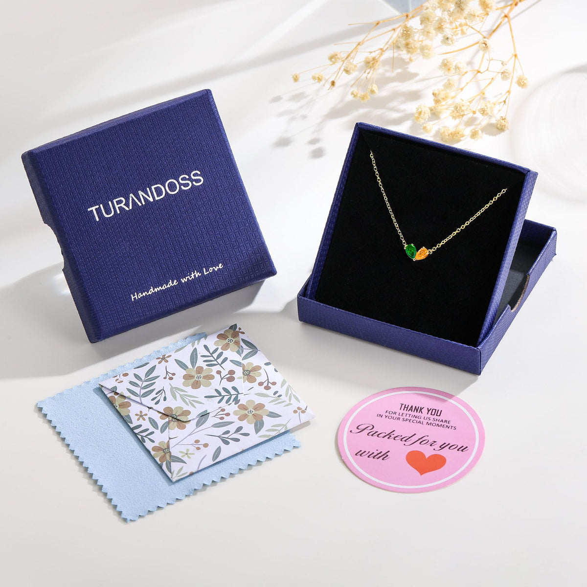 Turandoss May December Birthstone Bracelet for Women - Created Emerald, Tanzanite Bracelet Pear Birthstone Bracelets for Women, 14K Dainty Gold Plated Bracelets for Women Girls Jewelry Gifts