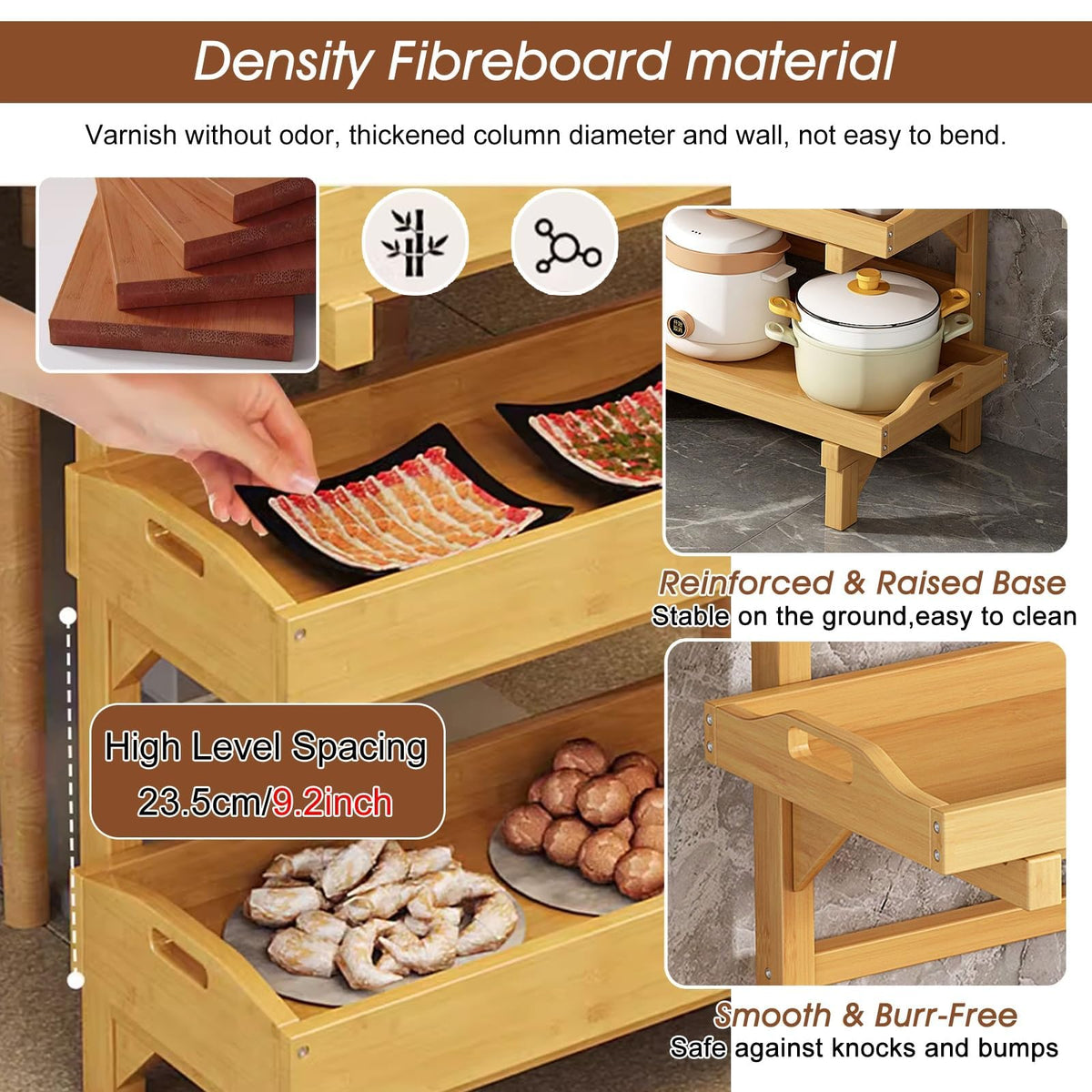 MDYHY Wooden Fruit and Vegetable Storage Basket ， 4 Tier Commercial Retail Rack Display Stand for Home Kitchen Pantry, Free Standing Snack Shelf