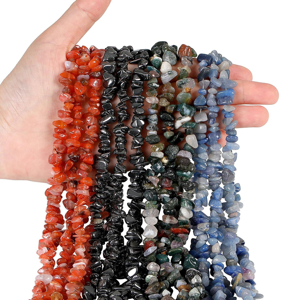 LAIDANLA Black Hematite 400pcs Natural Chip Stone Beads 5-8mm Healing Crystal Irregular Gemstones Drilled DIY Loose Rocks Bead Crystal for Bracelet Earrings Necklace Jewelry Making Crafting