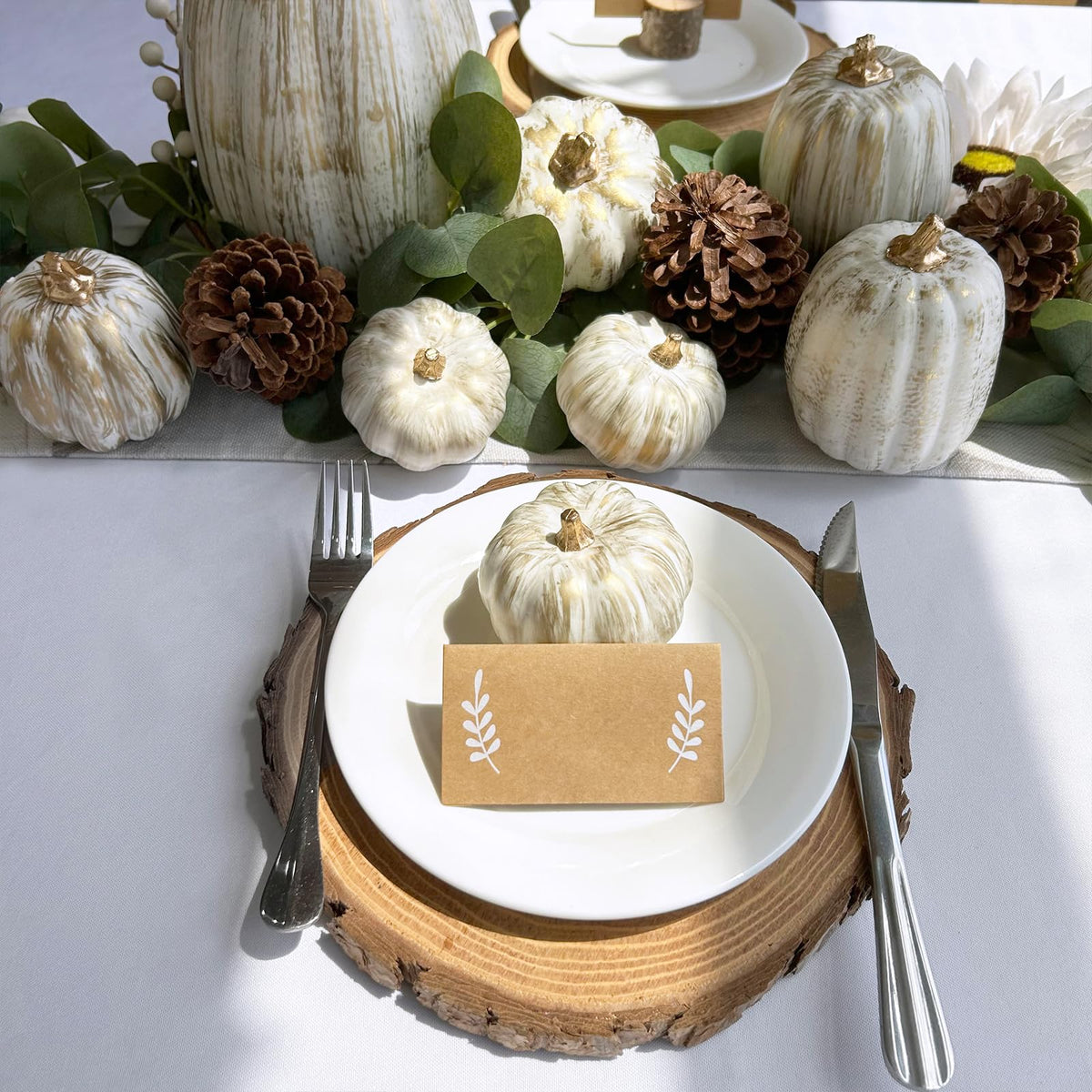 Winlyn 10 Pcs Assorted Fall Artificial Pumpkins - Gold & White Decorative Foam Pumpkins for Wedding, Thanksgiving, Halloween, Baby Shower, Tabletop, Centerpiece, Mantel Decor