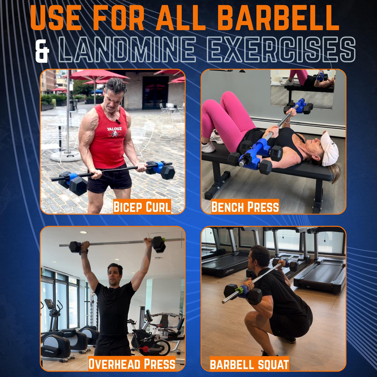 DUALBELL Dumbbell Converters- for 1" bars- hold up to 500lbs- Dumbbell to Barbell Adapters - Connect dumbbells to a 1" (25mm) standard diameter bar to use in place of weight plates, (Blue)