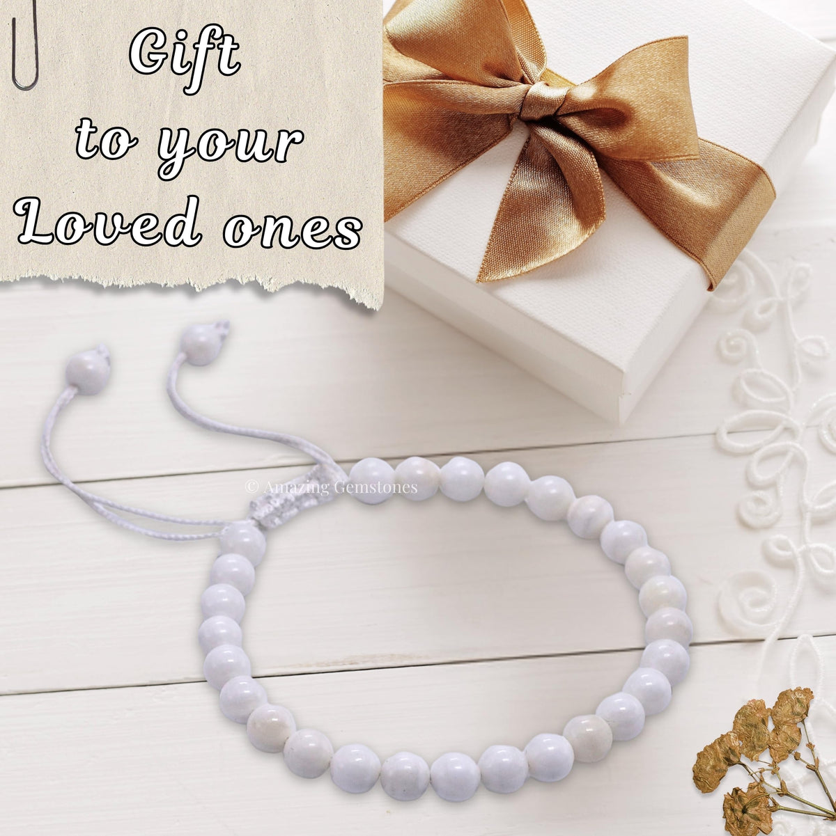 Amazing Gemstone White Moonstone Bracelet for Women Men's Gifts - Protection Healing Crystal Bracelet - 6mm Gemstone Beaded Adjustable Bracelet