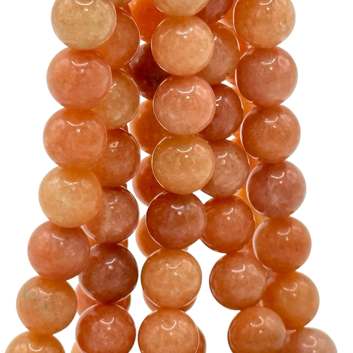 ABCGEMS Peruvian Strawberry Calcite Beads AKA Orchid Calcite (Well-Defined Peach & Orange Hues - Consistent Color with Minimal Fading or Dull Areas) Smooth Round 10mm