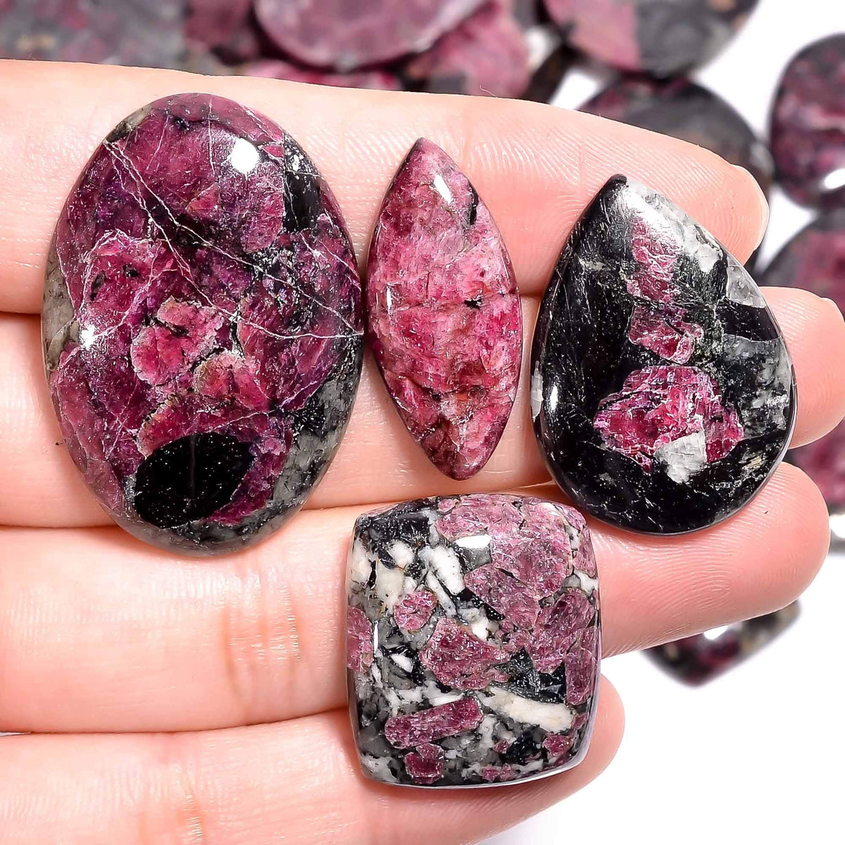 2 pcs Natural Eudialyte Gemstone Wholesale Cabochons Lot, Jewelry Making Loose Gemstone, Polished Home Decor Specimen, DIY, Wire Wrapping, Reiki, Healing Crystals, Bulk Gemstone Deal