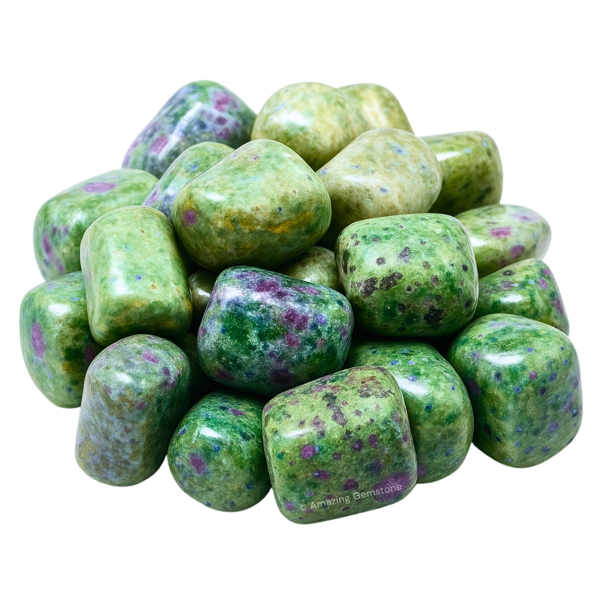 Amazing Gemstone Ruby Fuchsite Crystals and Healing Stones Tumbled - 1000+ Carats Ruby Fuchsite Stone, Natural Healing Stones for Energy Balance, Stress Relief - Premium Polished Gems Rocks