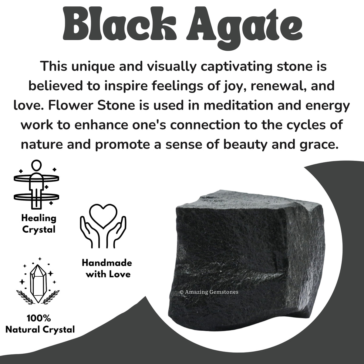 Amazing Gemstone Black Agate Raw Crystals and Healing Stones, Natural Rocks for Tumbling - DIY Raw Stones and Crystals, 2 Pieces