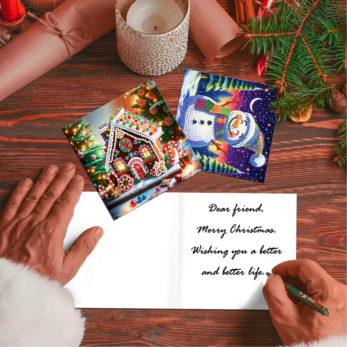 ycyingcheng Diamond Painting Greeting Cards, 5D Rhinestone Art Greeting Card for Hochday Festival Craft Gift Your Girlfriend Birthday Card Christmas Cards (DP078)