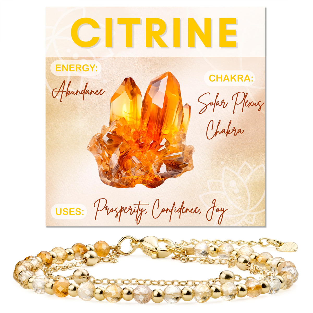 Farfume Citrine Crystal Bracelet Beaded Bracelets for Women 4mm Natural Stone Beads Gemstone Handmade Jewelry Valentine's Day Gifts