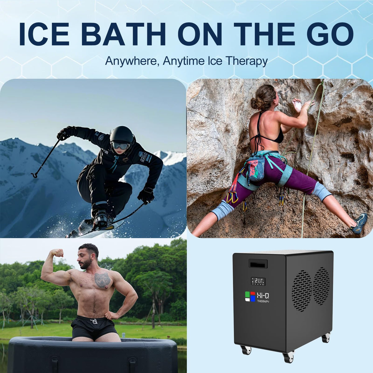 1 HP Cold Plunge Chiller, Commercial Ice Bath Water Chiller Machine for Large Tubs up to 200 Gallon, Heavy Duty Single Cooling Water Cooler with Internal Pump Options, Fast Chilling for Gym & Outdoor