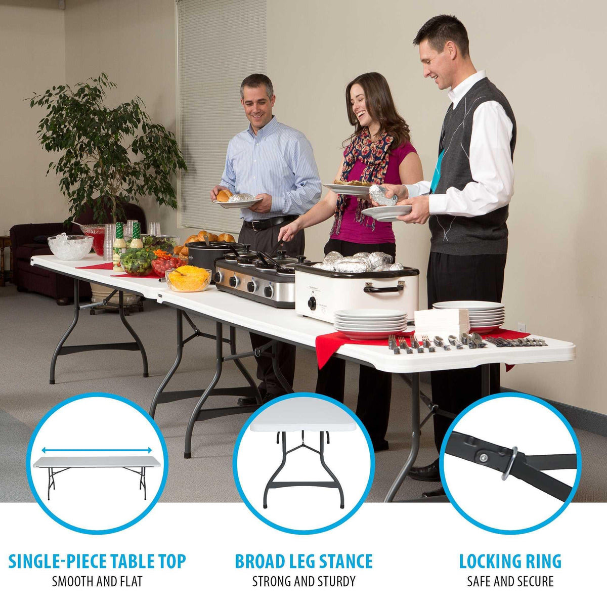 LIFETIME 8-Foot Folding Tables, 4-Pack, White Granite