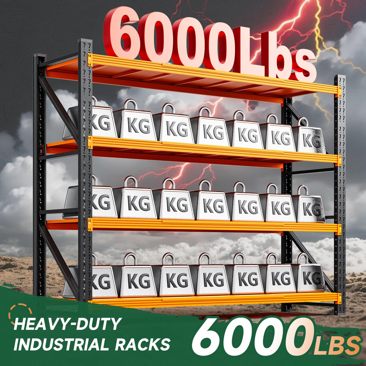 Letaya 6000LBS Heavy Duty Storage Shelves,79" H Metal Garage Shelving Units,4 Tier Large Tall Industrial Shelving,Adjustable Utility Rack Shelf for Warehouse,Basement (Orange, 79" W x 24" D x 79" H)