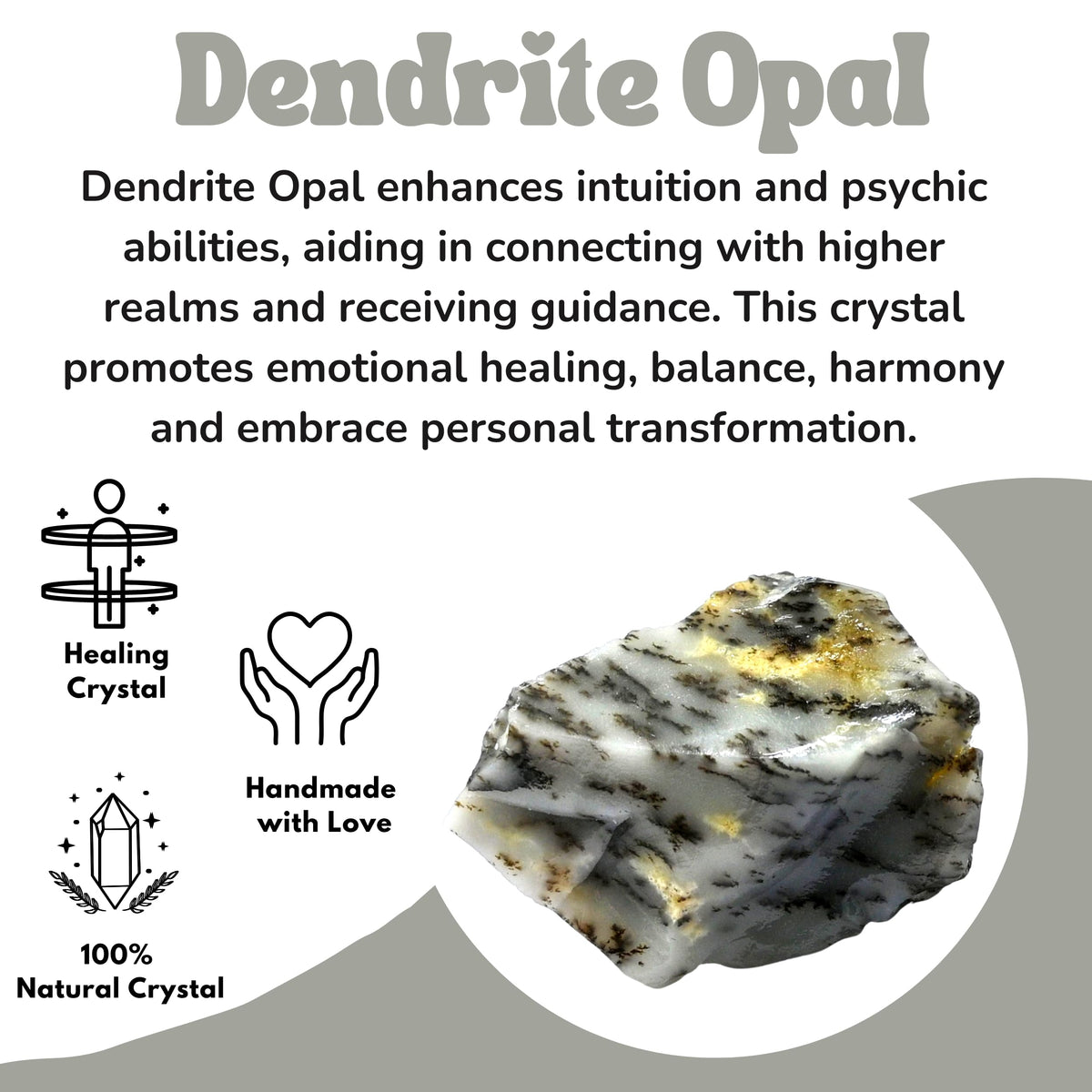 Amazing Gemstone Dendrite Opal Raw Crystals and Healing Stones, Natural Rocks For Tumbling - DIY Raw Stones And Crystals (1 Piece)