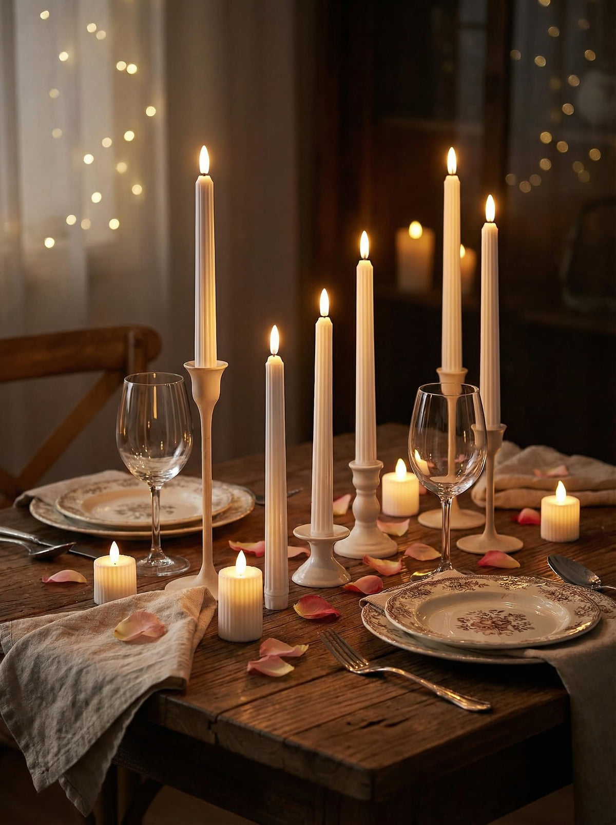 Treela 72 Pcs Flameless LED Taper Candles Battery Operated Candles Bulk 11 Inch Flickering Fake Candlesticks with Warm Light for Valentines Day Church Wedding Party Battery Not Included(Fluted,White)