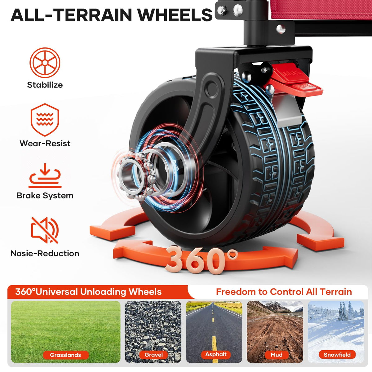 49" L Collapsible Extended Wagon with 500lbs Weight Capacity,300L Heavy Duty Sports Wagon,Big All-Terrian Wheels with Cup Holders,Cart for Sports,Grocery,Shopping,(Rosepink)