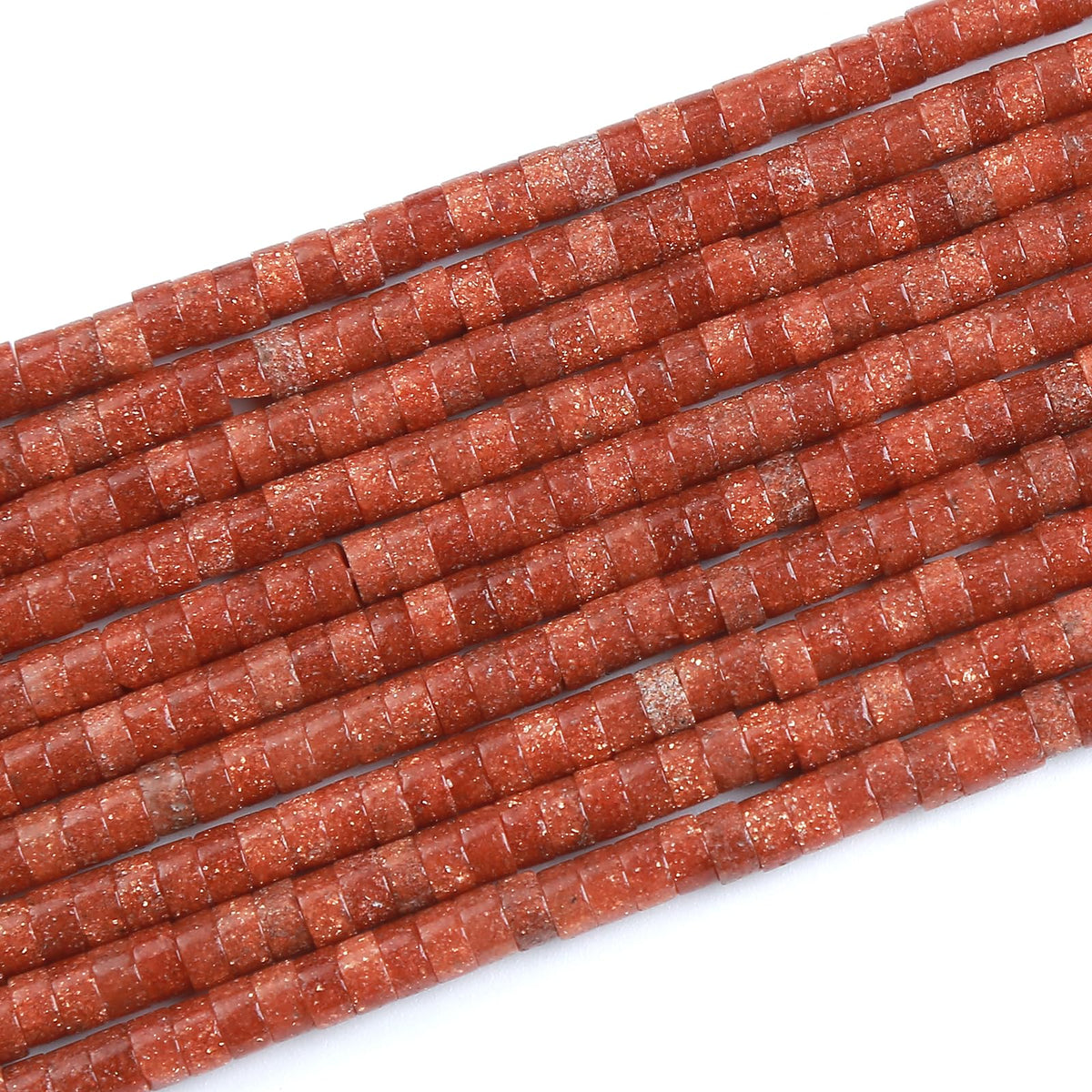 150pcs 2x4mm Natural Gold Sandstone Tube Shape Beads Loose Flat Round Cylinder Flat Spacer Green Stone Beads for Bracelet Earrings Jewelry Making