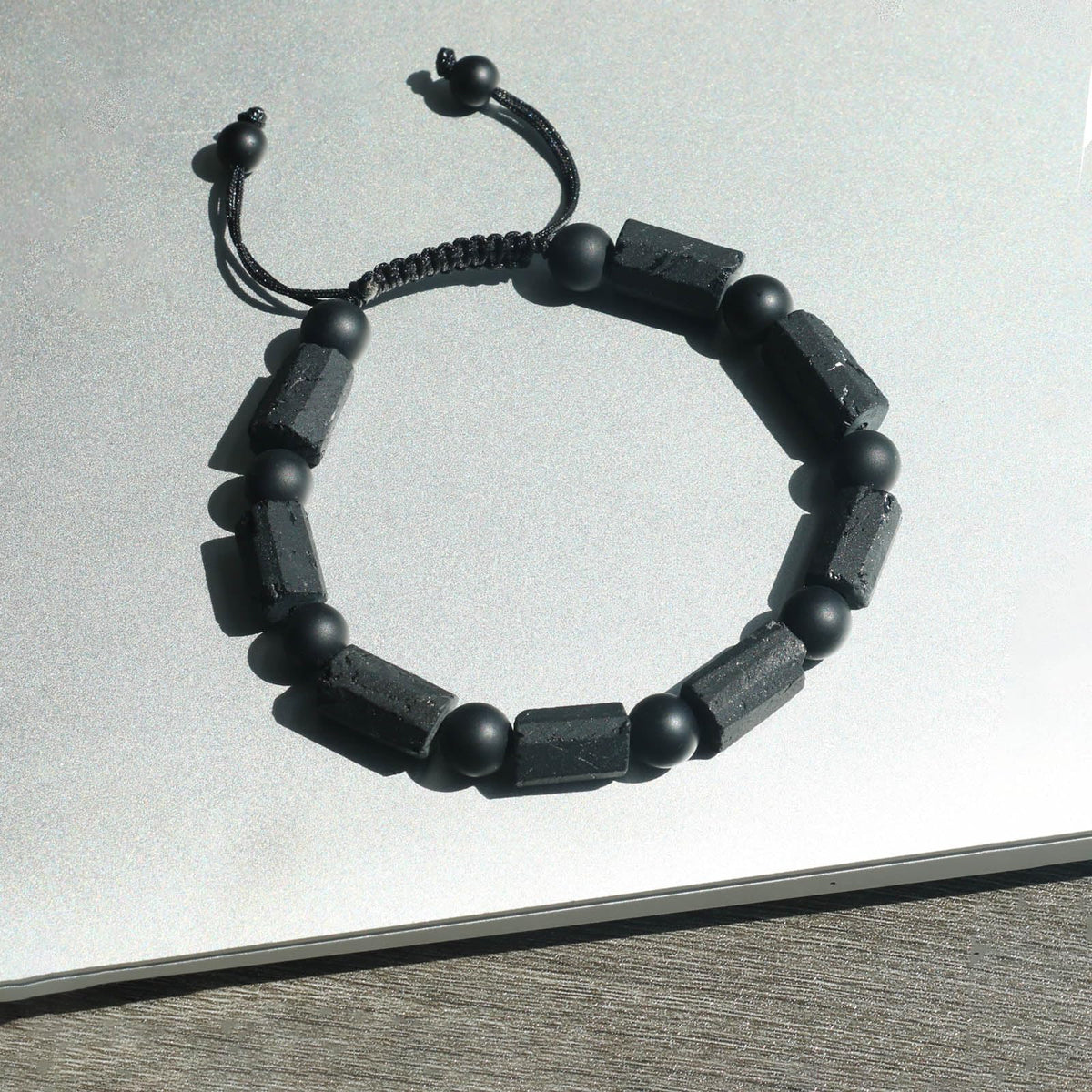 GENASTO Black Tourmaline Stone Bracelet for Men - Premium Tourmaline Crystal Onyx Beads Mens Bracelet, Protection Chakra Healing Beaded Bracelets Men's Gifts Jewelry for Him