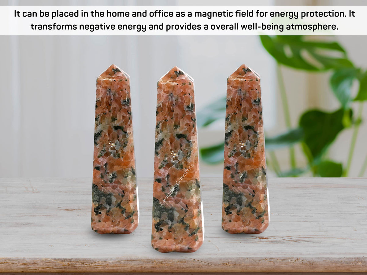 Amazing Gemstone Pink Dotted Calcite Crystal Towers ~ Natural Healing Crystal Point Obelisk for Reiki Healing and Crystal Grid (2 to 3 INCH)