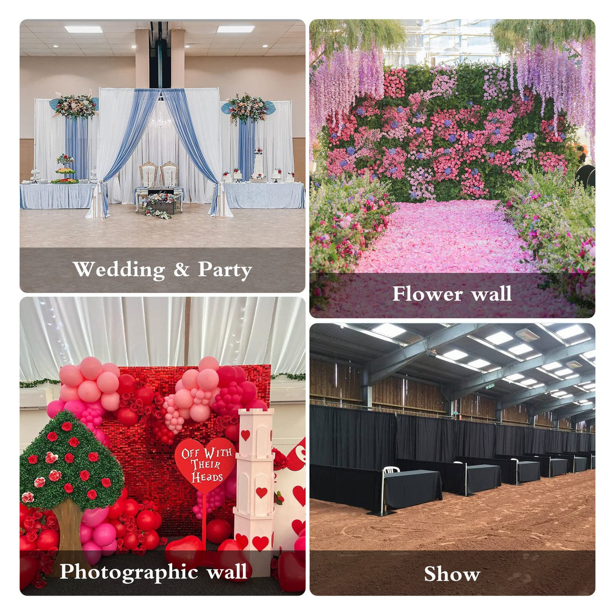 Hecis Heavy Duty Backdrop Stand, 10x20ft Pipe and Drape Stand Kit, Adjustable Decoration Stand, Back Drop Stand for Party Event, Trade Shows & Wedding Decor