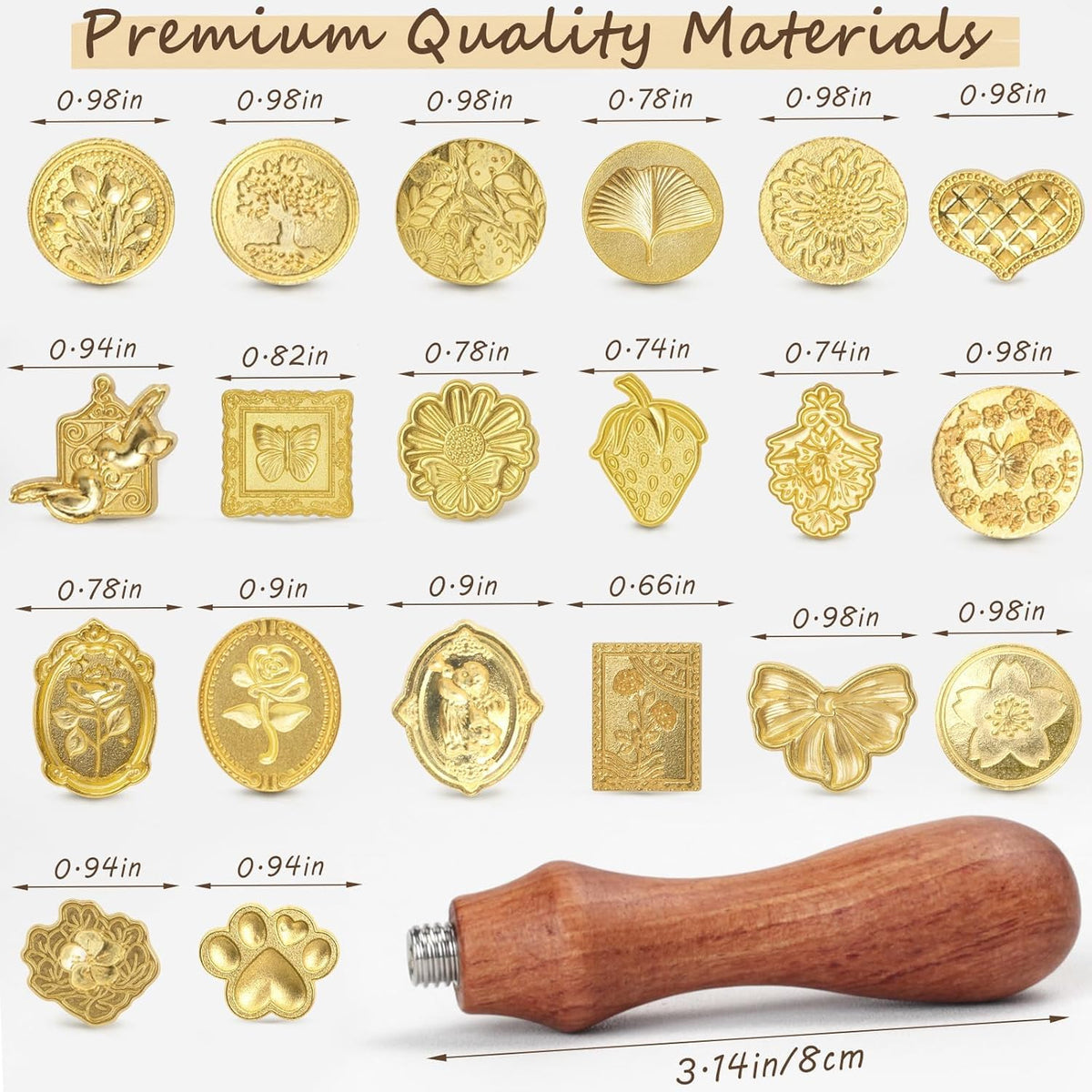 Wax Seal Stamp Kit，Sealing Wax Beads in 24 Colors、21pcs Sealing Wax Stamp Heads with Wooden Handle，Heater, Candle，Perfect for Wedding Invitations,Envelopes