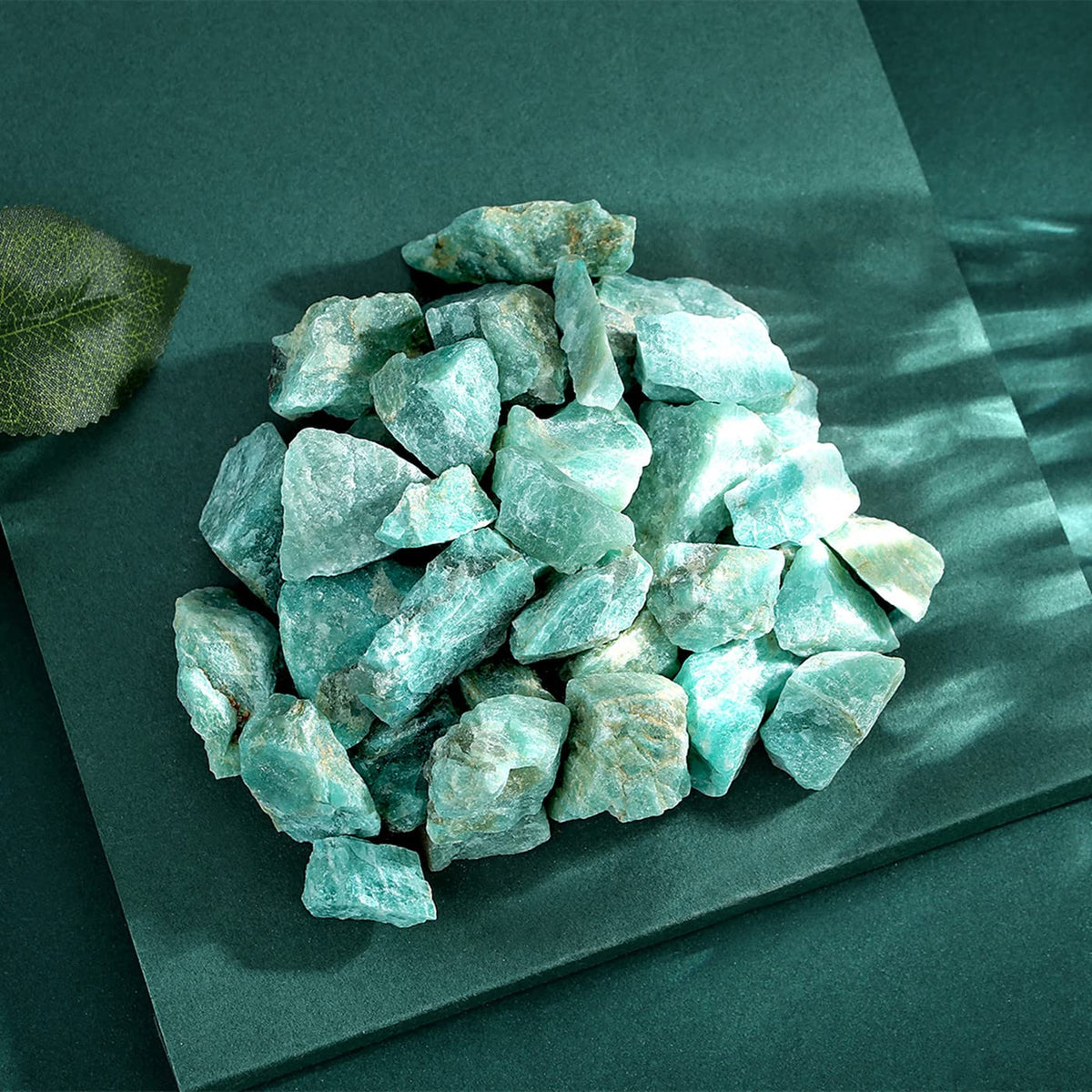 QINJIEJIE 0.9Lbs Amazonite Raw Crystals Natural Rough Stones Bulk Large 1" Rocks Wholesale Reiki Gemstones Fountain Rocks for Tumbling Cabbing Polishing Wire Wrapping Wicca Decoration