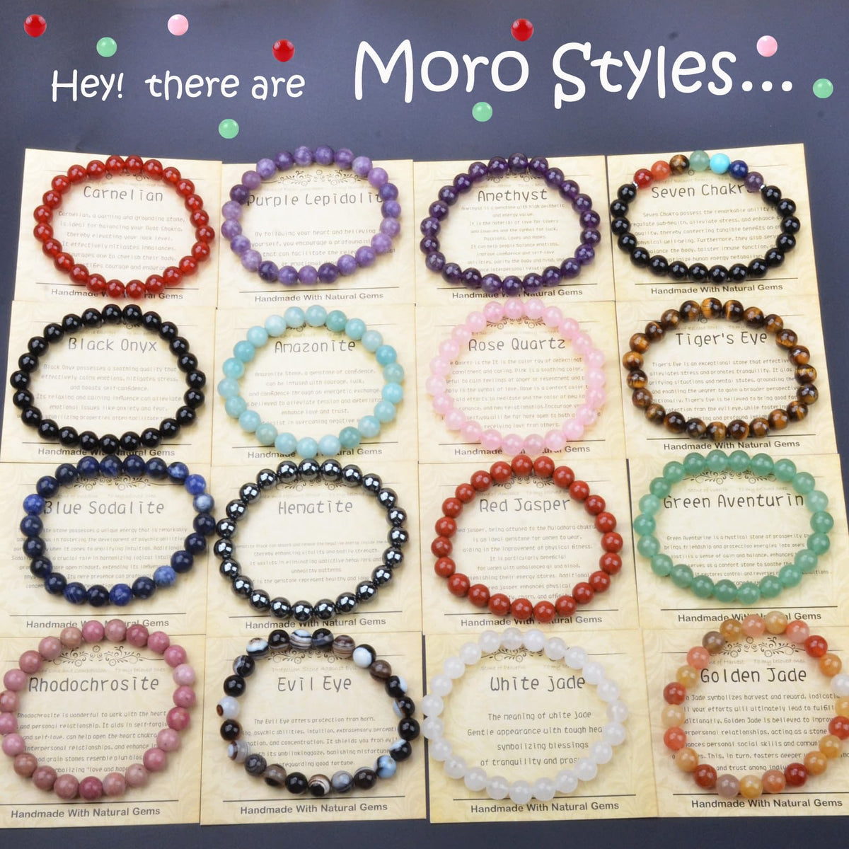 CHCCOYE 8mm Natural Healing Gemstone Bracelet Handmade Yoga Stretch Elastic Bracelet Stress Relief Crystal Jewelry for Men and Women (8mm, Seven Chakra Stones)