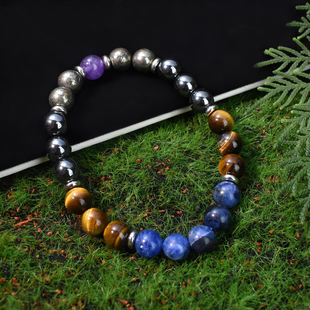 Ayriwoyi Men's Bracelet Healing Bracelet for Men Blue Stone Tiger Eye Hematite beaded Bracelets for Men Strength Bracelets for Women