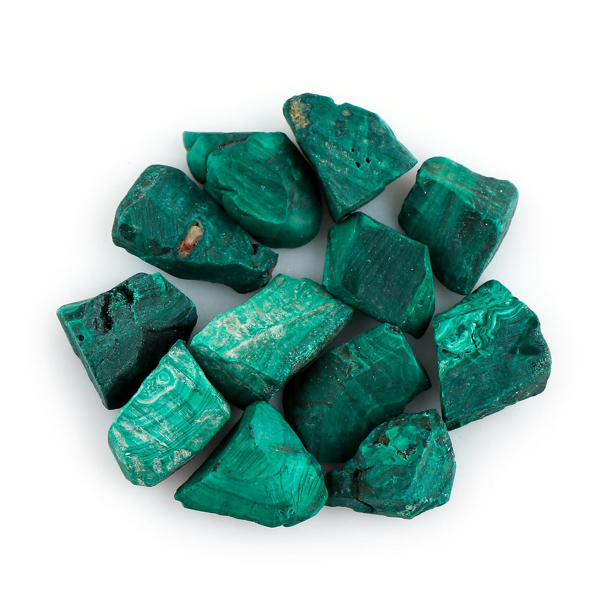 CRYSTALIS 100cts Natural Malachite Raw Crystals, Loose Gemstone Wholesale Bulk Rough Jewelry Making Supply, Chakra And Healing Stones, Wire Wrapping, DIY, Tumbling, Gem Collection (8-15mm)