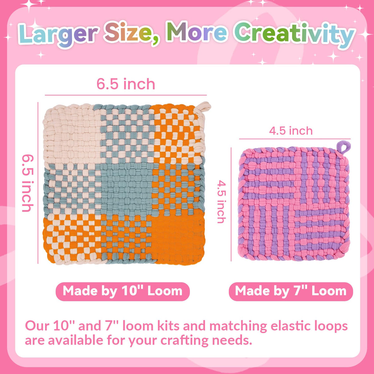 Pro 10 Inch Potholder Loom Kit for Kids & Beginners, Large Weaving Loom Crafts for Girls Age 6-12 Year Old & Adults, Gift Ideas for Birthday & Christmas, 112 Delicate Loops to Make 2 Pot Holders