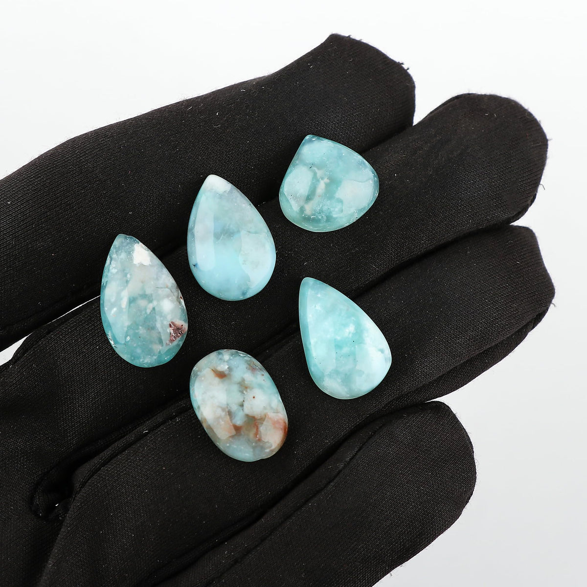 CRYSTALINES 5pcs, Wholesale Aquaprase Crystals Cabochons, Natural Flatback Gemstones, DIY Jewelry Making, Bulk Polished Loose Stones, Wire Wrapping, Gem Collection, Giftgiving