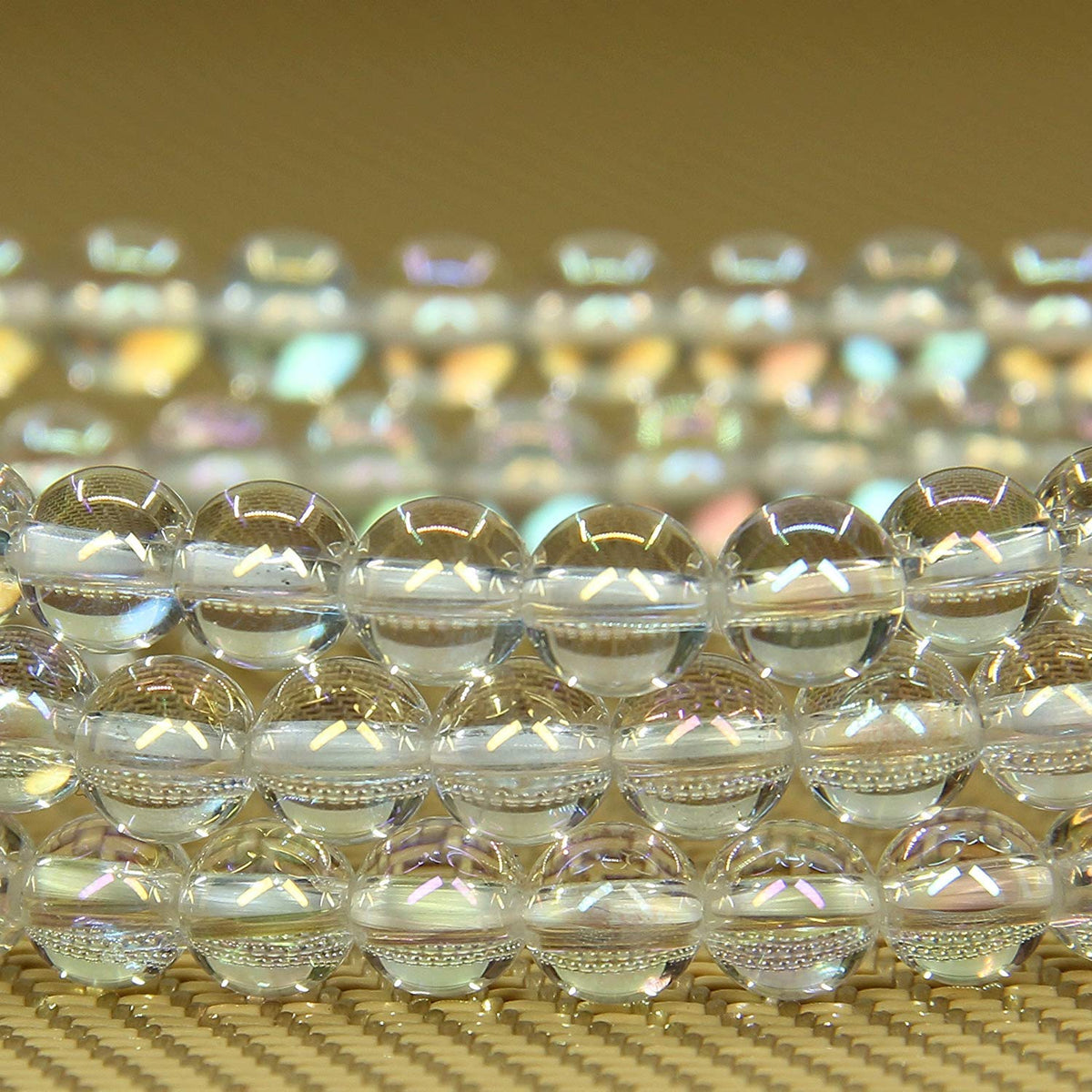 Angelstones Handmade Natural Aqua Aura Clear Quartz Healing Gemstone 6mm Round Beads Stretch Crystal Bracelet 7 Inch Unisex