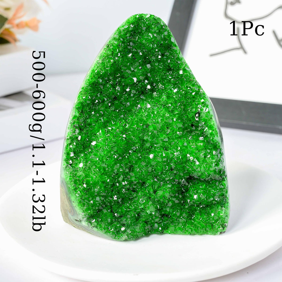 CrystalHola 200-700g Selected Raw Geode Quartz Cluster Home Feng Shui Ornaments Energy Stone Healing Tools Meditation Feng Shui Decoration,Stone Display Piece, Mineral Specimen (Green, 500-600g)