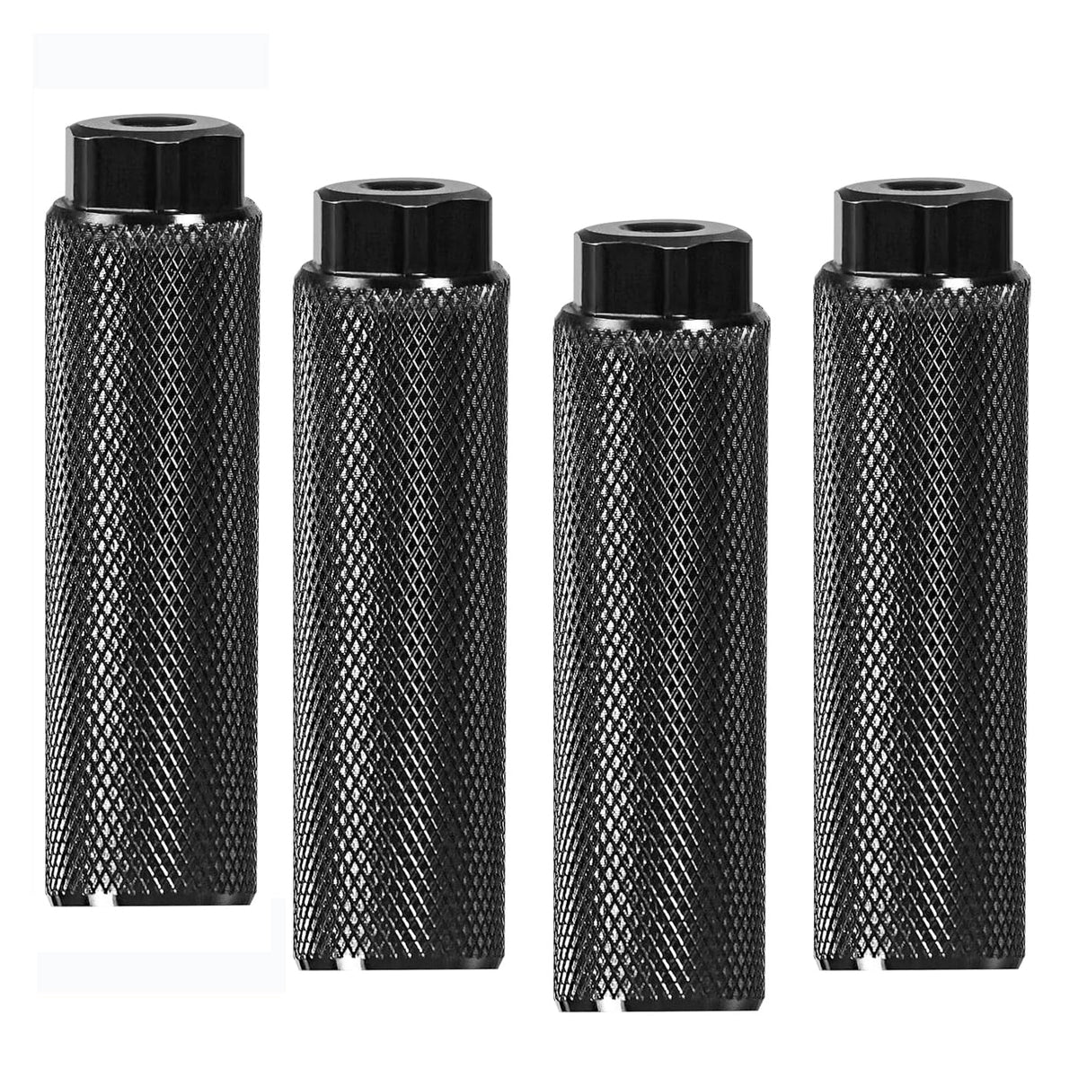 KINSPORY 4PC Bike Pegs for 3/8 inch Axles, Aluminum Alloy Anti-Skid BMX Bicycle Pegs for Mountain Bike Backseats Stands Cycling Rear Stunt Pegs - Black