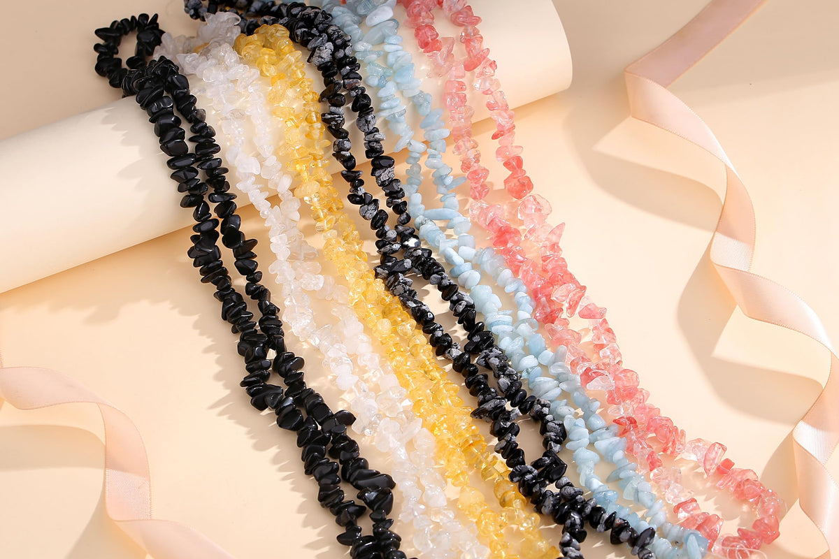 ZHIYUXI 400pcs Obsidian Black Beads 5-8mm Crystals Gemstones for Bracelet Making 2 Strands Irregular Stone Loose Rocks Bead for Jewelry Making Hole Drilled Natural Chips DIY Necklace Craft Gifts
