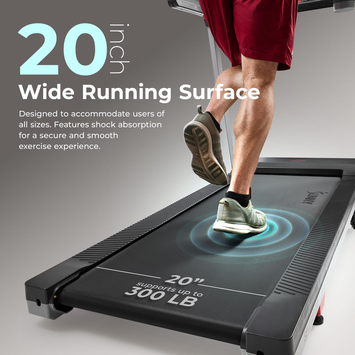 Sunny Health & Fitness Foldable 15 Level Auto Incline Treadmill, 20" Wide Running Belt, Quiet Brushless, Digital Display, 300 LB Weight Capacity, SunnyFit App Bluetooth Connection
