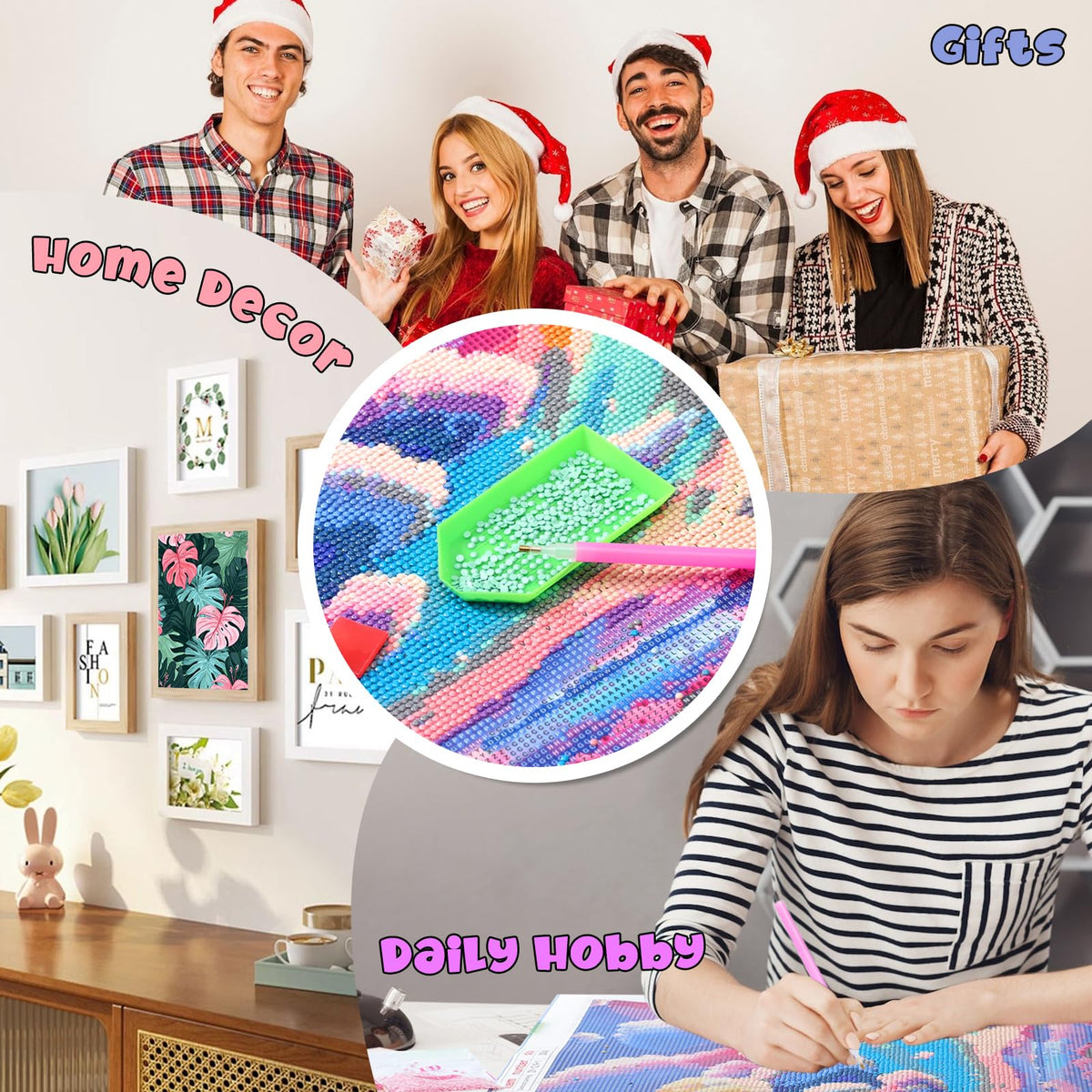 QAZWSX Diamond Painting Kits Art Tropical Leaves on Pink Diamond Art Kits for Adults, Plants Painting Crafts Home Wall Decor DIY 5D Gem Art Perfect for Relaxation 12x16 inch