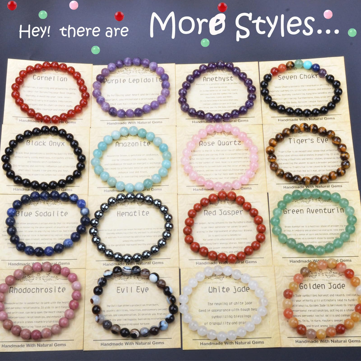 CHCCOYE 8mm Natural Healing Gemstone Bracelet Handmade Yoga Stretch Elastic Bracelet Stress Relief Crystal Jewelry for Men and Women (8mm Imperial Jasper)