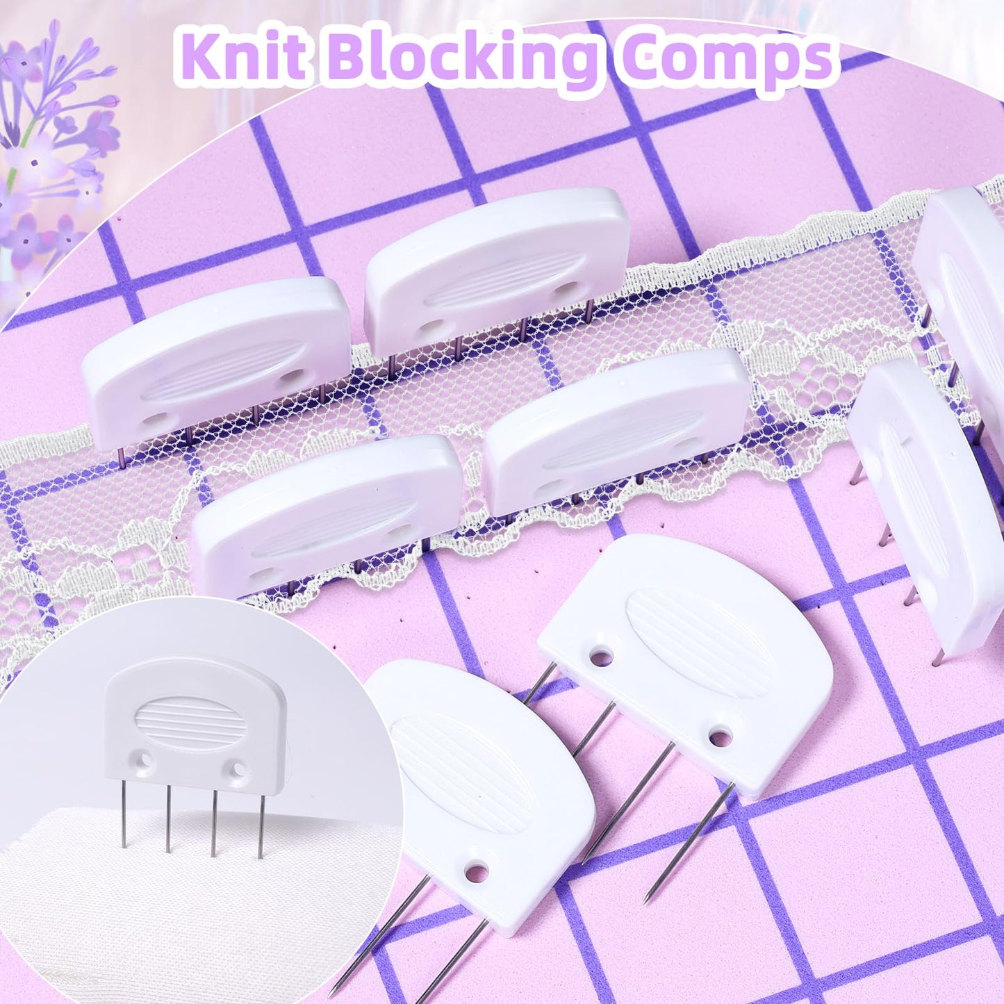 32 Pcs Blocking Combs, Knit Blockers Combs for Blocking, Blocking Pins for Knitting, Knit Blocking Combs for Blocking Knitting, Crochet Sewing Lace or Needlework Projects Tools Device