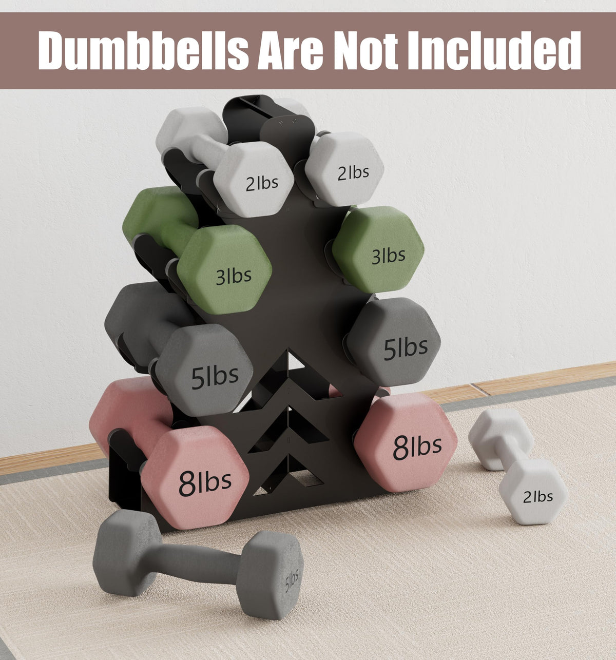 Lovind Dumbbell Rack, Stand Only, No Install Needed Small Weight Rack with Dumbbell Protector Edge,Suitable for Rubber-Coated Dumbbells