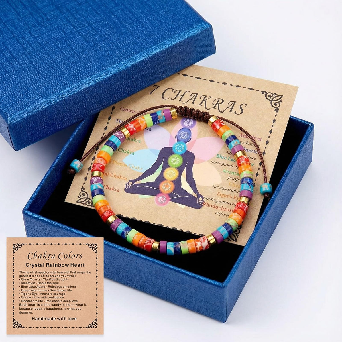 7 Chakra Natural Spiritual Crystal Gemstone Bracelet & Pink Crystal Healing Pendant，for Yoga Meditation, Anxiety Relief Positive Energy, Spiritual Relaxing Gift for Women Mom Birthday Mothers Day Gifts
