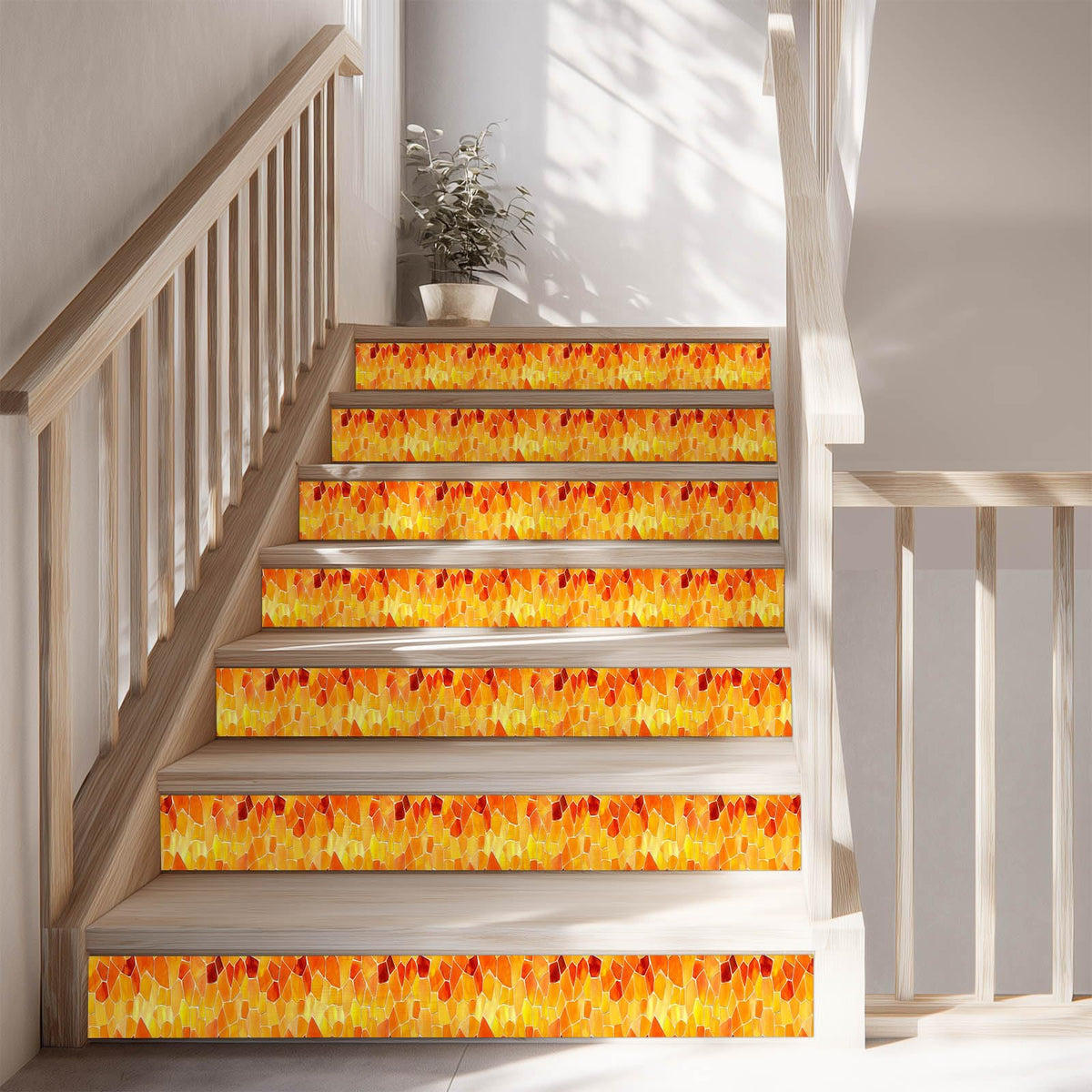 IVN Wallpaper Border Peel and Stick Wall Yellow Mosaic Decorative Wall Trim Self Adhesive Border for Walls Mirror Frame Accent Strip for Bedroom Kitchen LivingRoom 4x196 Inch