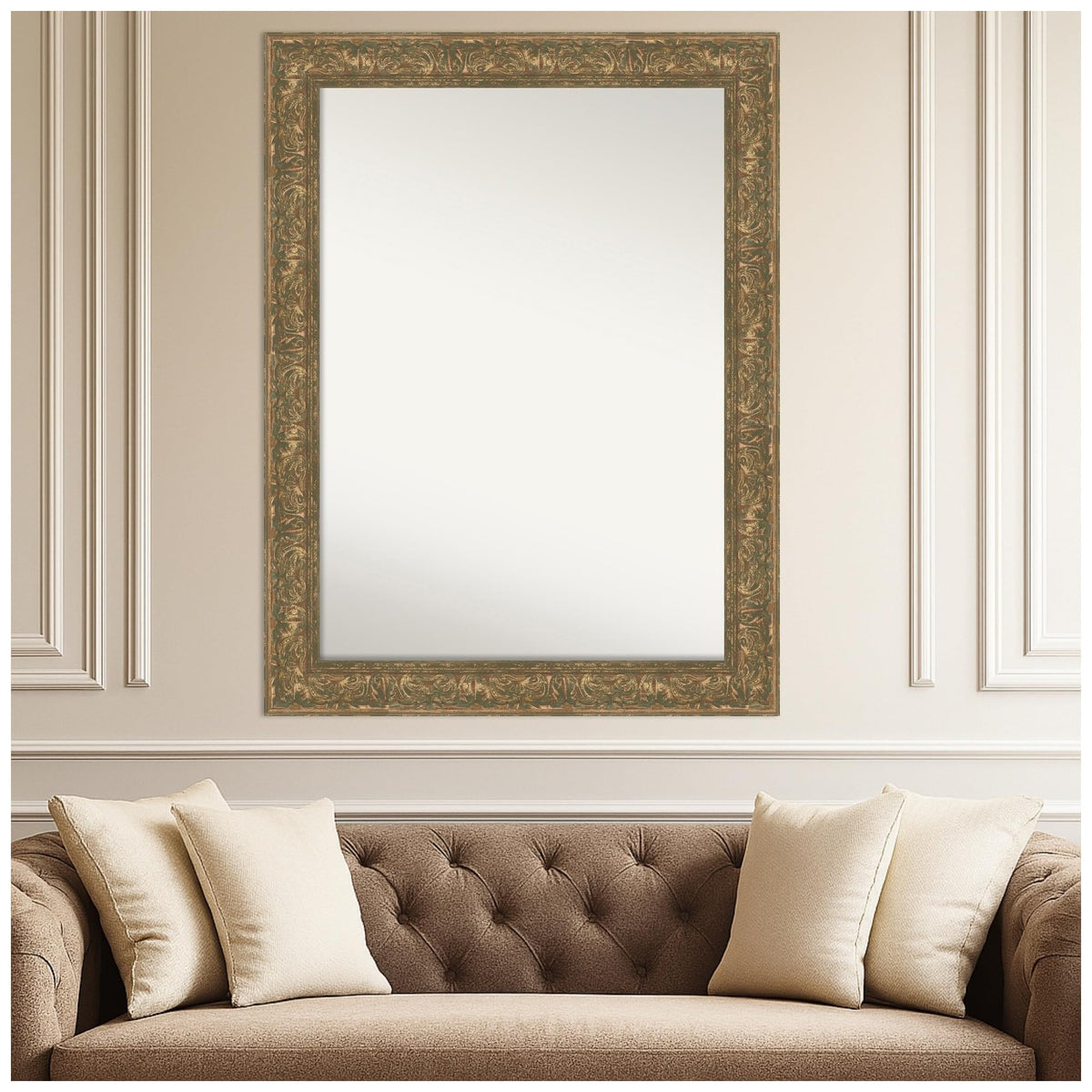 Amanti Art Bronze Wall Mirror 34x45 Luxe Bronze Gold Rectangle Bathroom Mirror for Wall Decor Living Room, X-Large Traditional Frame, Hangs Horizonally and Vertically, Bathroom Decor, Non-Beveled Edge