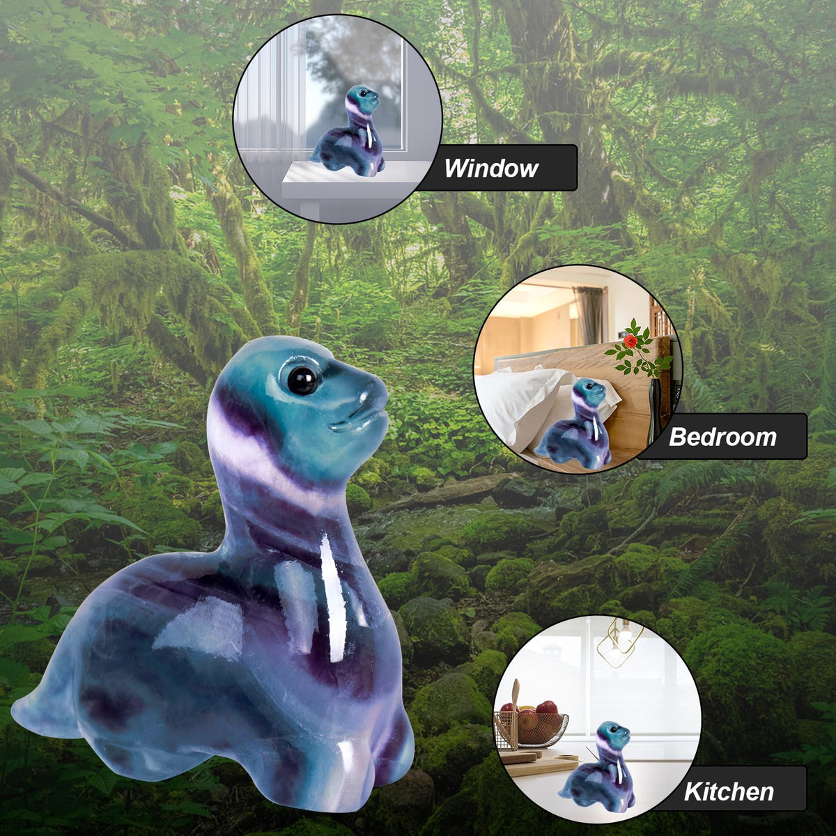 Hguxmcu Hand Carved Rainbow Fluorite Dinosaur Figurine 2 Inch Healing Crystal Statue Realistic Gemstone Animal Sculpture Reiki Energy Decor Lucky Gift for Meditation Collectors