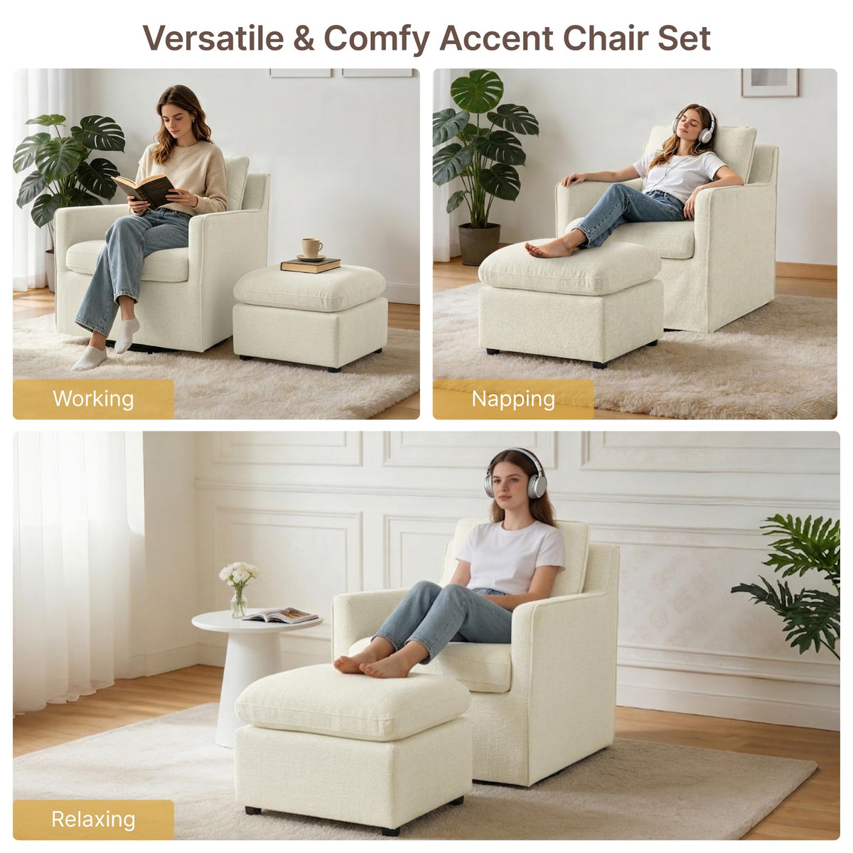 KISLOT Swivel Accent Chair Rocking Recliner 360 Degree Swivel Armchair Machine-Washable Cover for Nursery Living Room Bedroom
