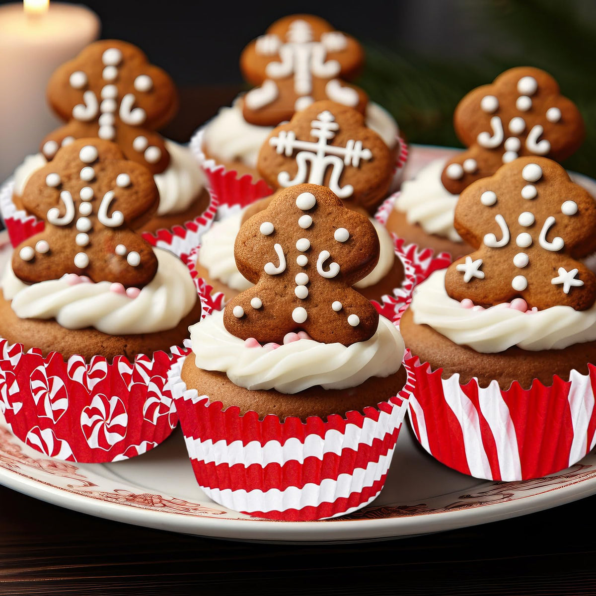 Whaline 600Pcs Christmas Candy Cupcake Liners Peppermint Baking Cups Holders Candy Cane Cupcake Wrappers Red White Candy Muffin Liners for Xmas Holiday Birthday Party Candy Make Baking Supplies
