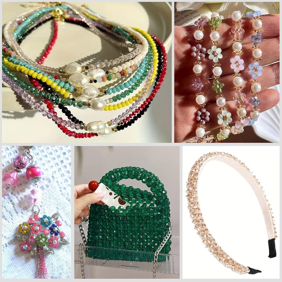 Xilitata 1800Pcs 4mm Glass Beads for Bracelets Jewelry Making, Faceted Bead Friendship Bracelet Kit, Rainbow Beads DIY Craft with Charms
